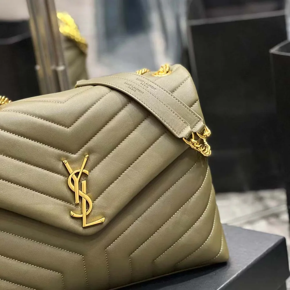 Saint Laurent YSL Loulou Medium Bag in Matelassé Y Leather for Women in Green