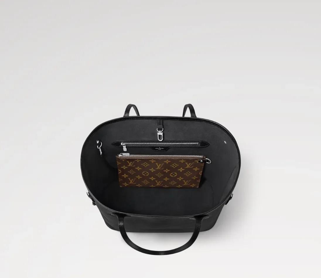 Louis Vuitton Neverfull MM Tote Bag in Black Silver Hardware Louis Vuitton Neverfull MM Tote Bag in Black Silver Hardware