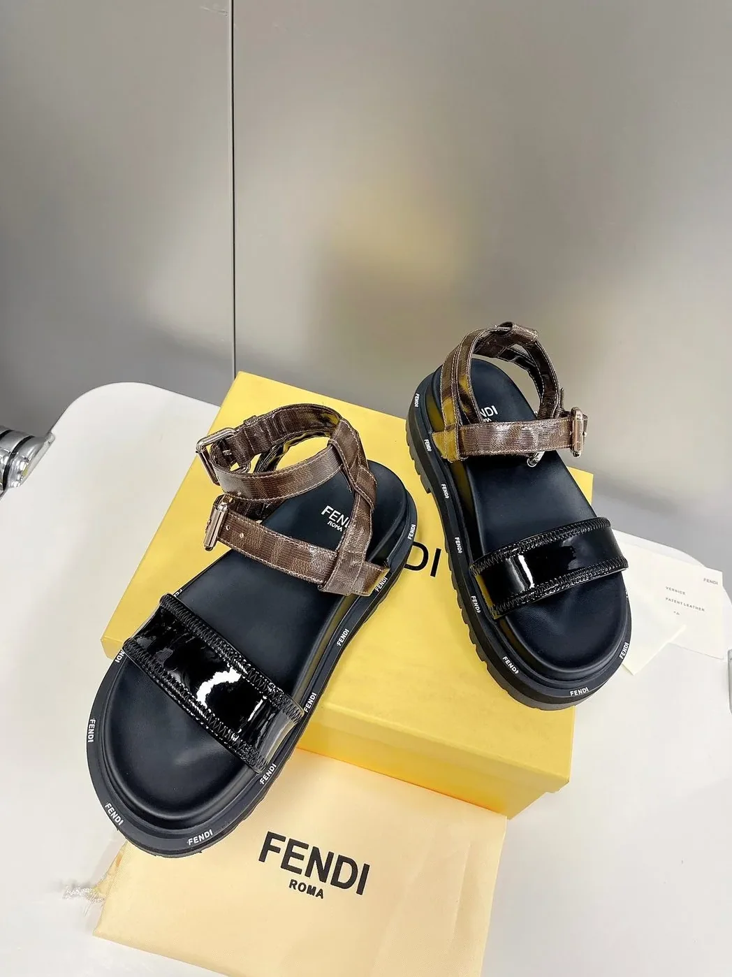 Fendi Black Jacquard Sandals Fendi Black Jacquard Sandals