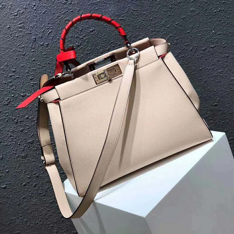 Fendi Peekaboo Rregular Pink Leather Bag for Women in White
