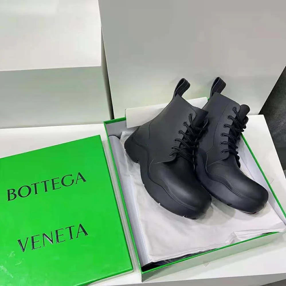 Bottega Veneta Puddle Lace-Up Ankle Boot for Unisex in Black Bottega Veneta Puddle Lace-Up Ankle Boot for Unisex in Black