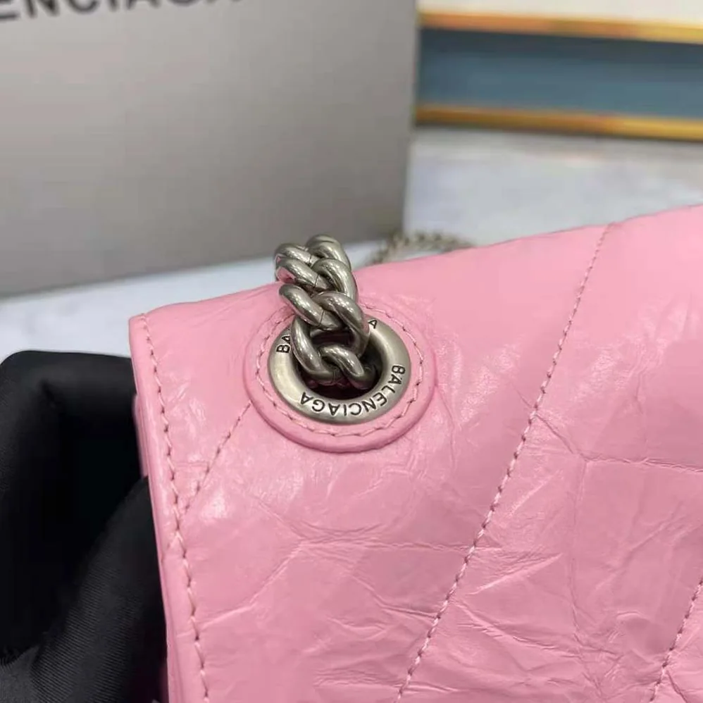 Balenciaga Crush Small Chain Bag Quilted in Optic Pink for Women