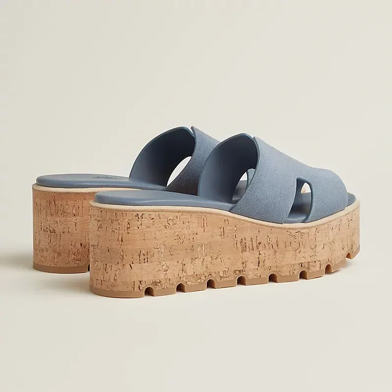 Hermes Eze 30 Sandals Bleu Grignon