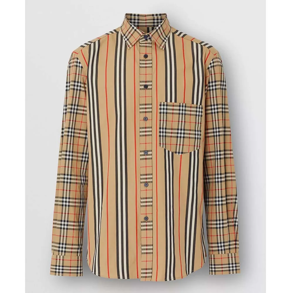 Burberry Classic Fit Patchwork Cotton Poplin Shirt for Men in Brown Burberry Classic Fit Patchwork Cotton Poplin Shirt for Men in Brown