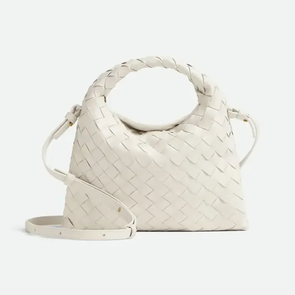 Bottega Veneta Mini Hop in Calf Leather for Women in White