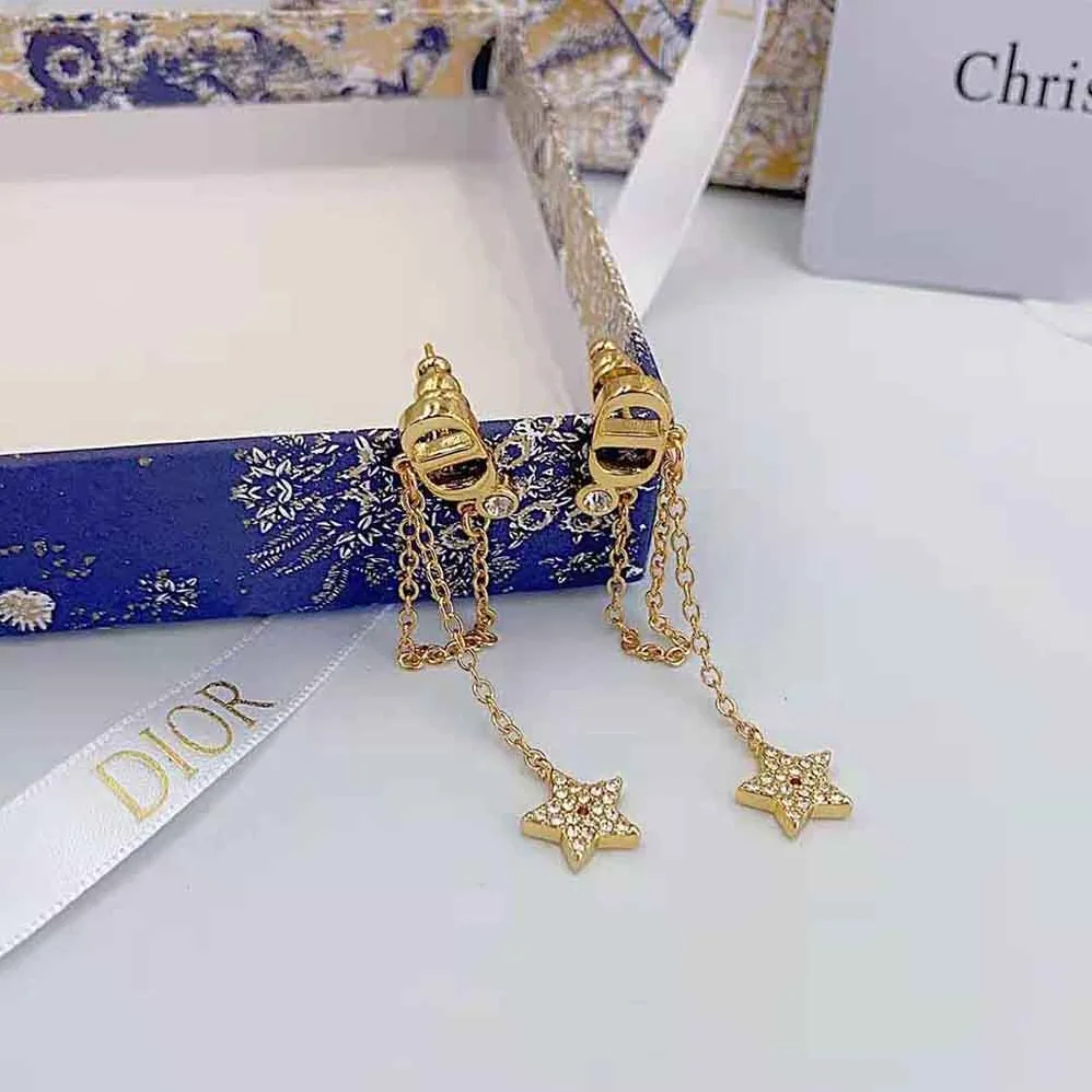 Dior Petit CD Earrings Gold-Finish Metal and White Crystals for Women Dior Petit CD Earrings Gold-Finish Metal and White Crystals for Women