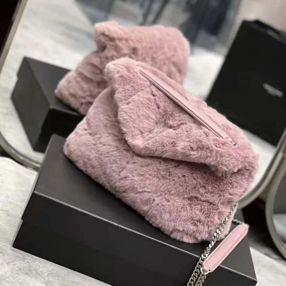 Saint Laurent YSL Puffer Small Bag in Merino Shearling and Lambskin for Women Saint Laurent YSL Puffer Small Bag in Merino Shearling and Lambskin for Women