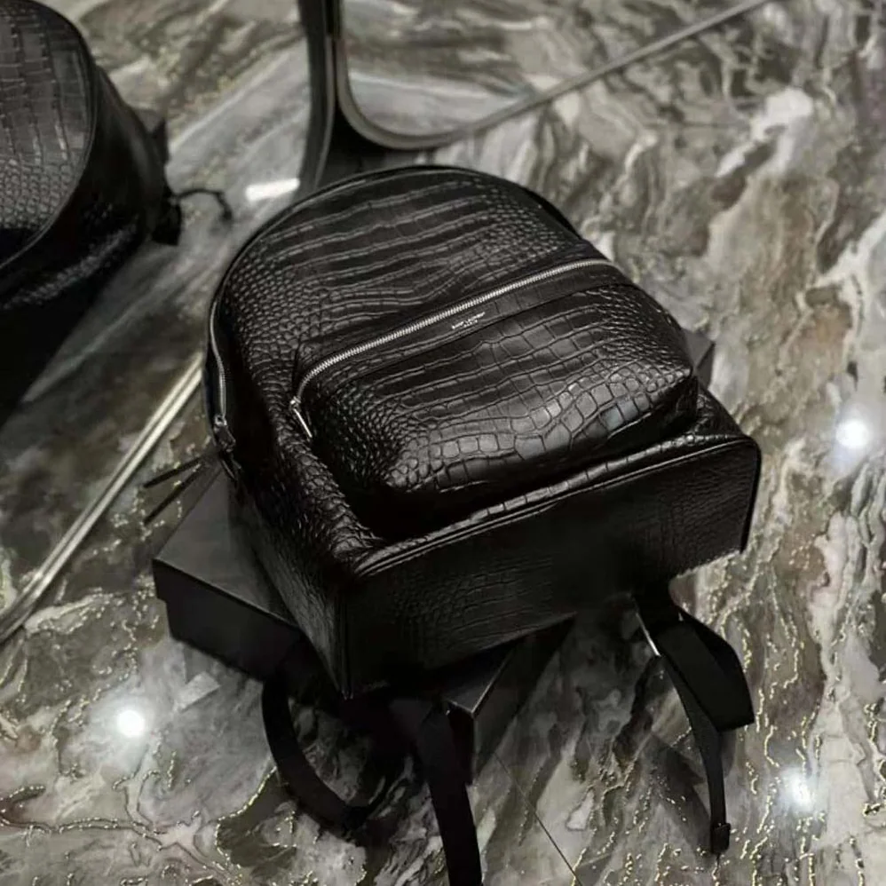 Saint Laurent YSL City Backpack in Crocodile for Women in Embossed Leather Saint Laurent YSL City Backpack in Crocodile for Women in Embossed Leather