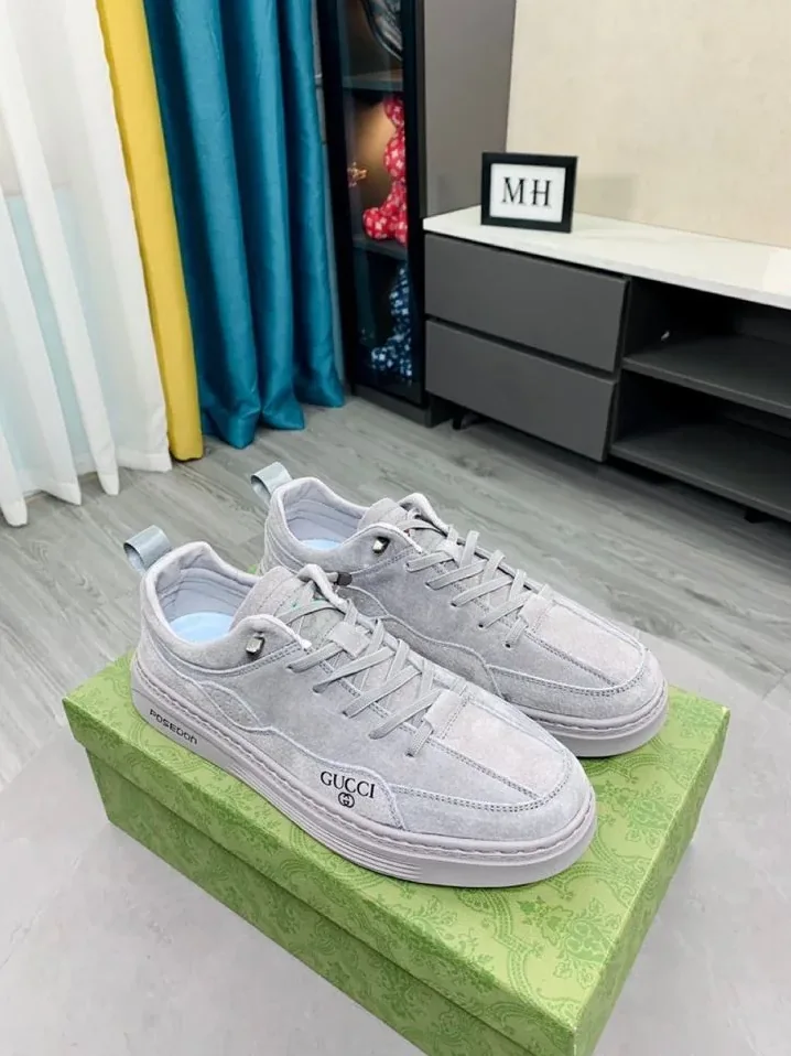 Gucci Logo GG Gucci Sneakers With Posedon Gray for Men Gucci Logo GG Gucci Sneakers With Posedon Gray for Men