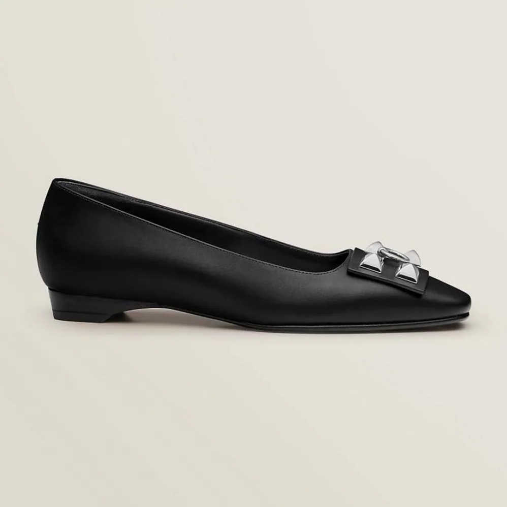 Hermes Danseuse Ballet Flat in Calfskin Leather for Women in Black Hermes Danseuse Ballet Flat in Calfskin Leather for Women in Black