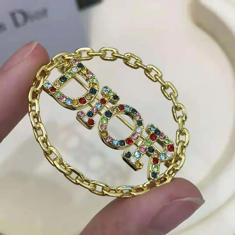 Dior Diorevolution Brooch Gold-Finish Metal and Multicolor Crystals for Women
