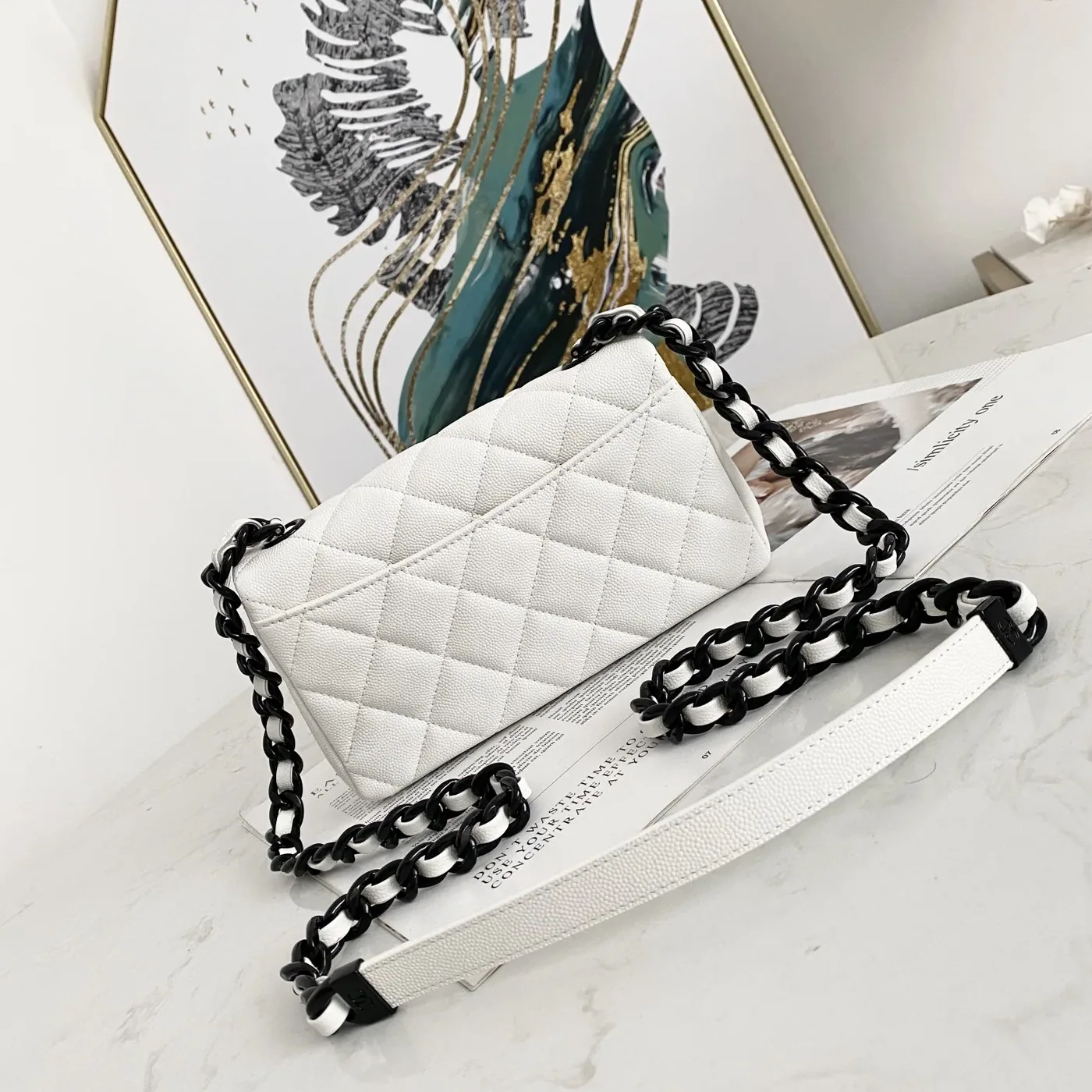 Chanel Flap Bag Mini Crossbody in White Gold Hardware Chanel Flap Bag Mini Crossbody in White Gold Hardware