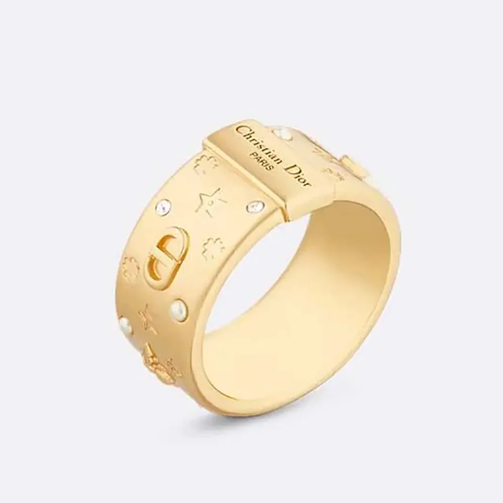 Dior Céleste Ring Gold-Finish Metal with White Resin Pearls and Silver for Women in Tone Crystals