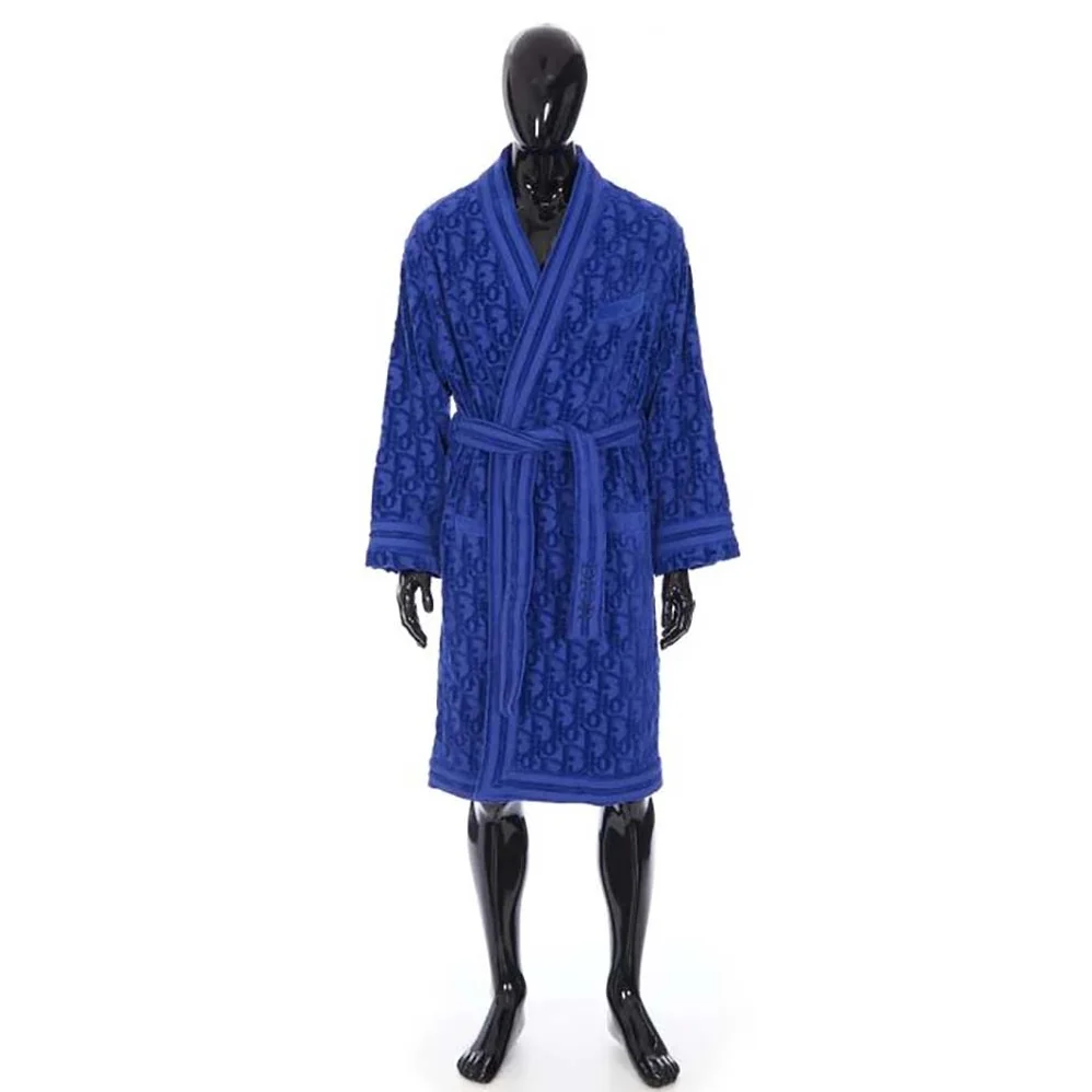 Dior Unisize Oblique Bathrobe In Terry Cotton Jacquard for Men in Blue Dior Unisize Oblique Bathrobe In Terry Cotton Jacquard for Men in Blue
