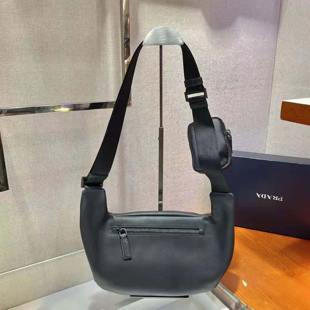 Prada Leather Shoulder Bag for Men in Black Prada Leather Shoulder Bag for Men in Black