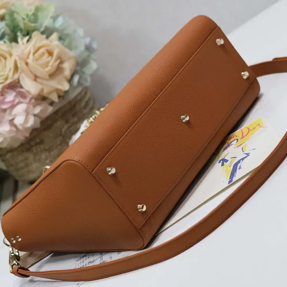 Dior Large Lady D-Sire My ABCDior Bag Dark Brandy Taurillon Leather for Women