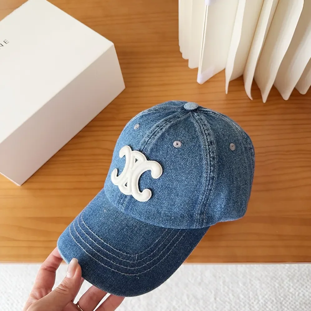 Celine Triomphe Baseball Cap in Denim Union Wash for Women