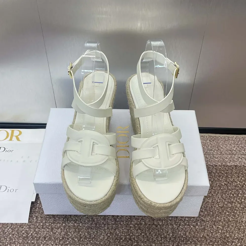 Dior D-Club Wedge Sandal White Calfskin for Women Dior D-Club Wedge Sandal White Calfskin for Women