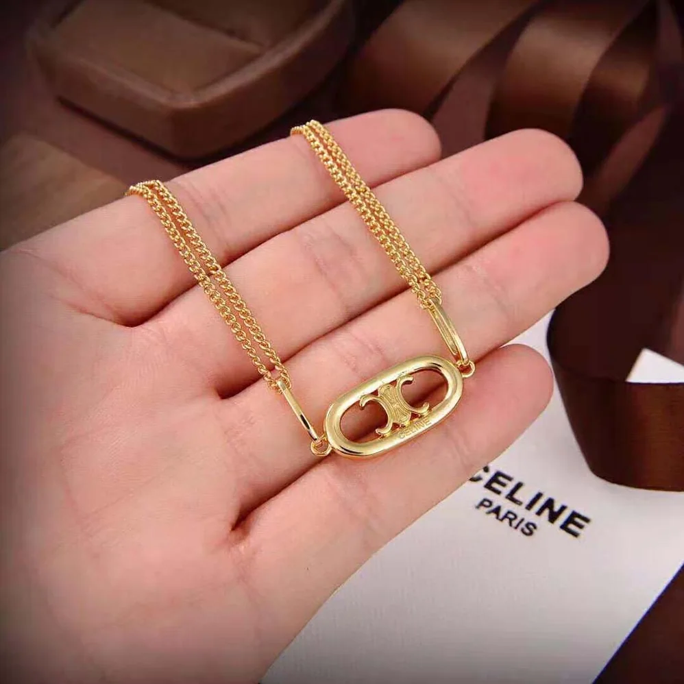Celine Triomphe Necklace in Gold Brass for Women Celine Triomphe Necklace in Gold Brass for Women
