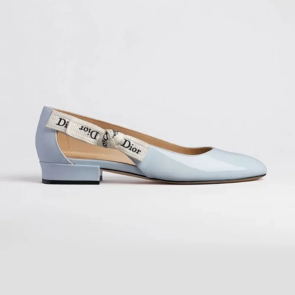 Dior J'Adior Ballet Flat Ice Lagoon Patent Calfskin for Women