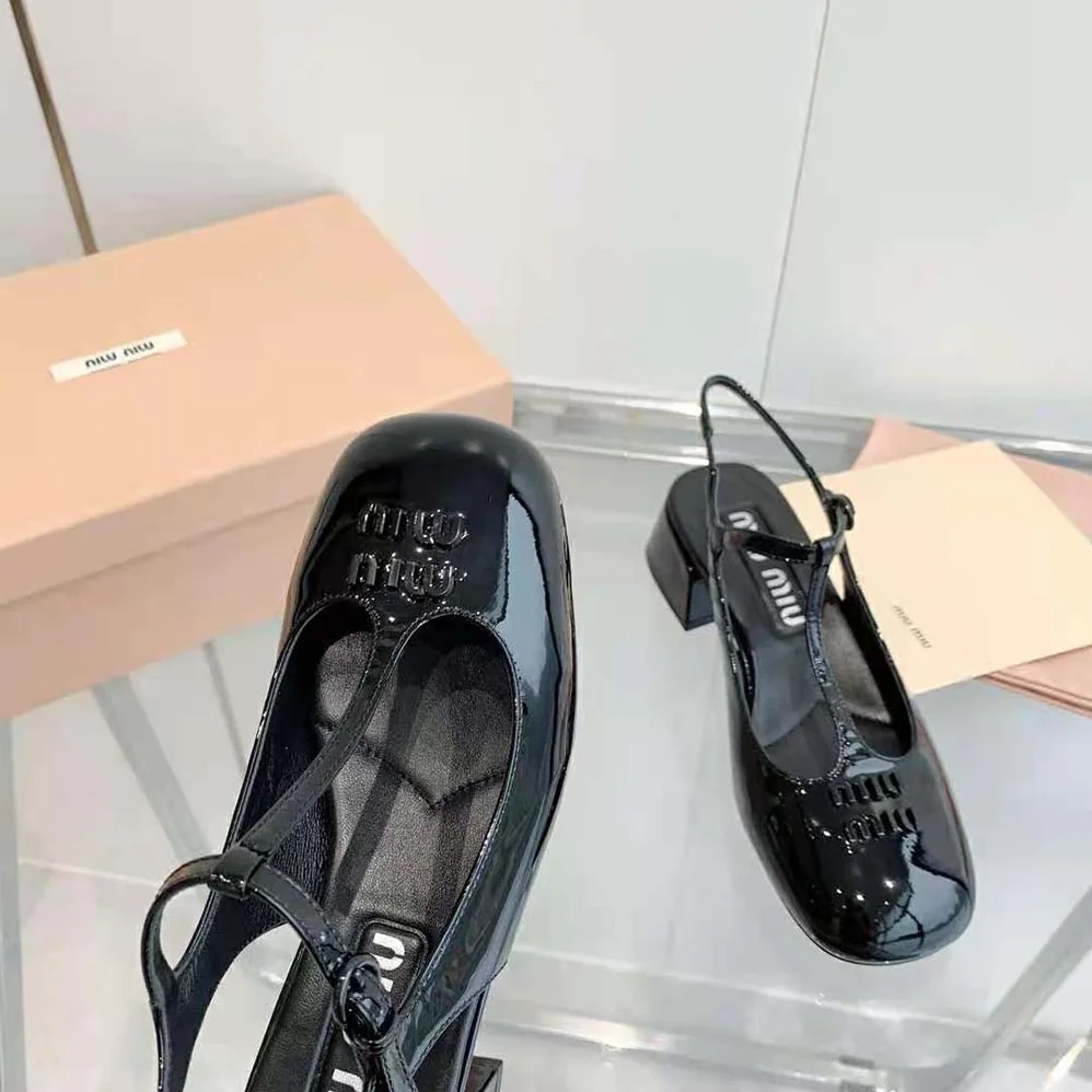 Miu Miu Patent Leather Slingback Pumps for Women in Black