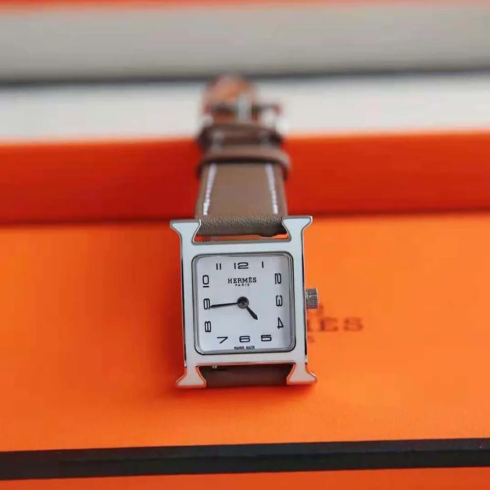 Hermes Heure H Watch Small Model Quartz Movement 25 mm in Steel for Women