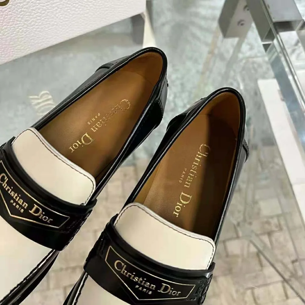 Dior Boy Loafer Black and White Brushed Calfskin for Women
