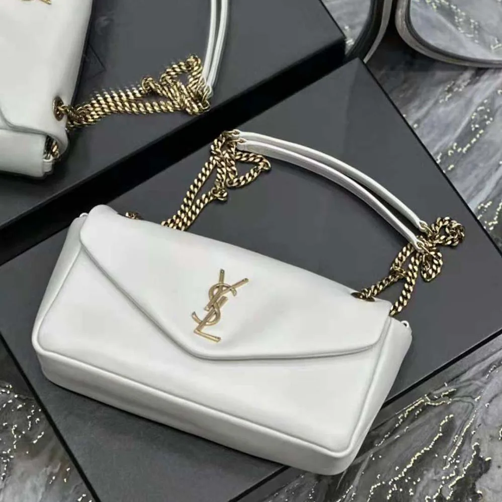 Saint Laurent YSL Calypso in Lambskin for Women in White Saint Laurent YSL Calypso in Lambskin for Women in White