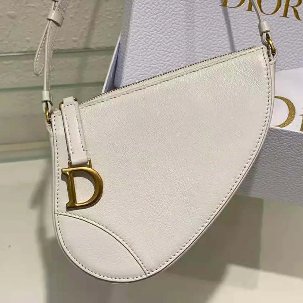 Dior Saddle Shoulder Pouch Latte Goatskin for Women