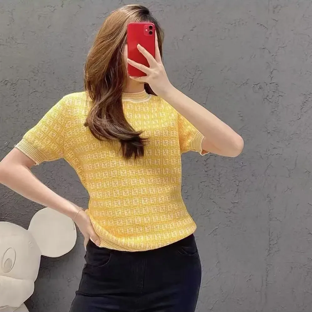 Fendi Sweater Yellow FF Cotton Jumper for Women