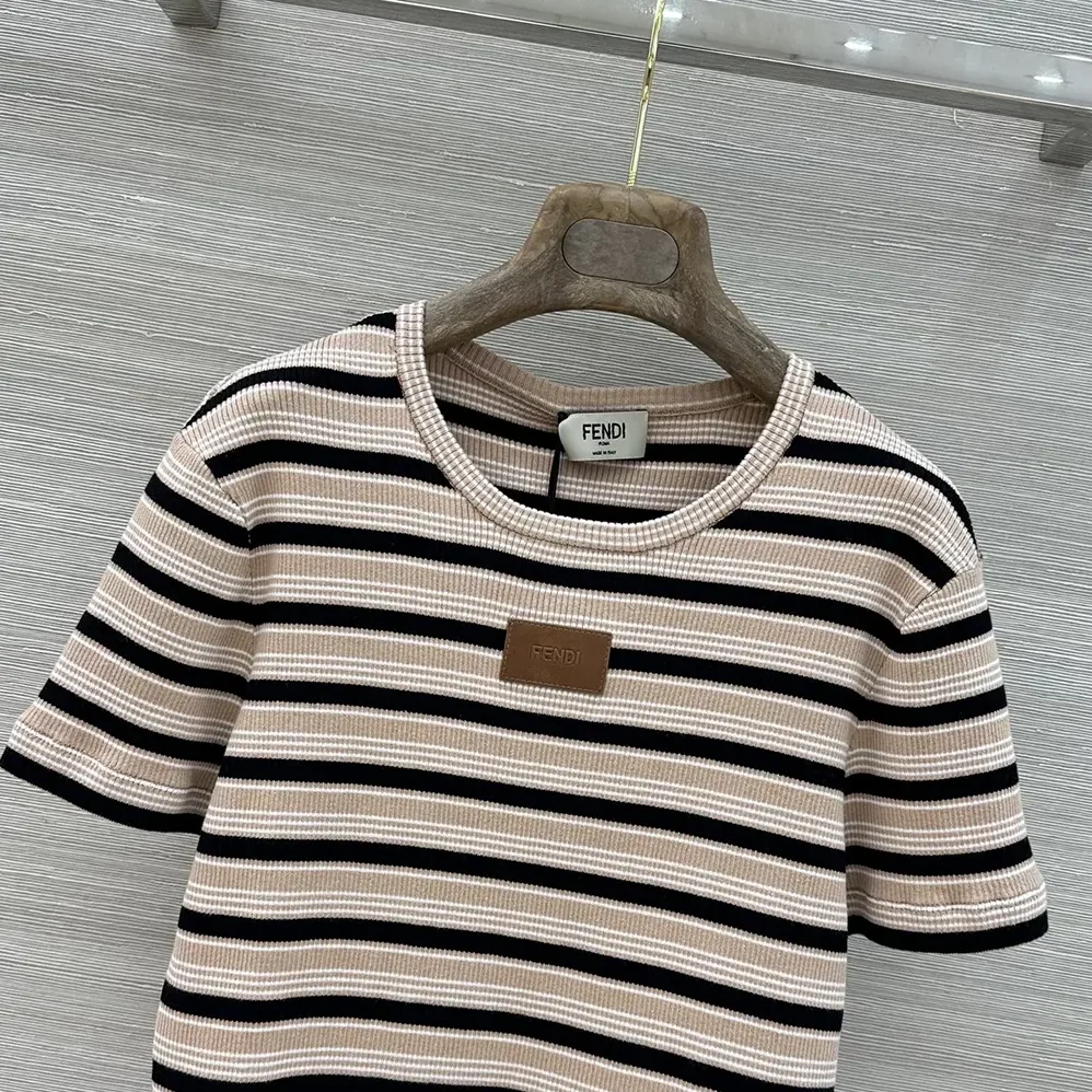 Fendi Top Multicolor Striped Cotton Jumper for Women Fendi Top Multicolor Striped Cotton Jumper for Women