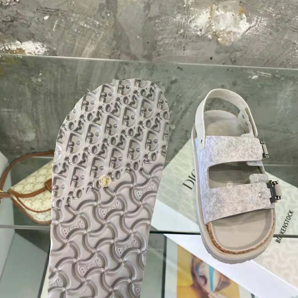 Dior Dior by Birkenstock Milano Sandal Dior Gray Felted Wool and Nubuck Calfskin for Men