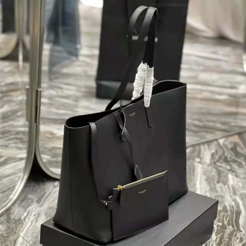 Saint Laurent YSL Shopping Saint Laurent E/W in Supple Leather for Women in Black Saint Laurent YSL Shopping Saint Laurent E/W in Supple Leather for Women in Black