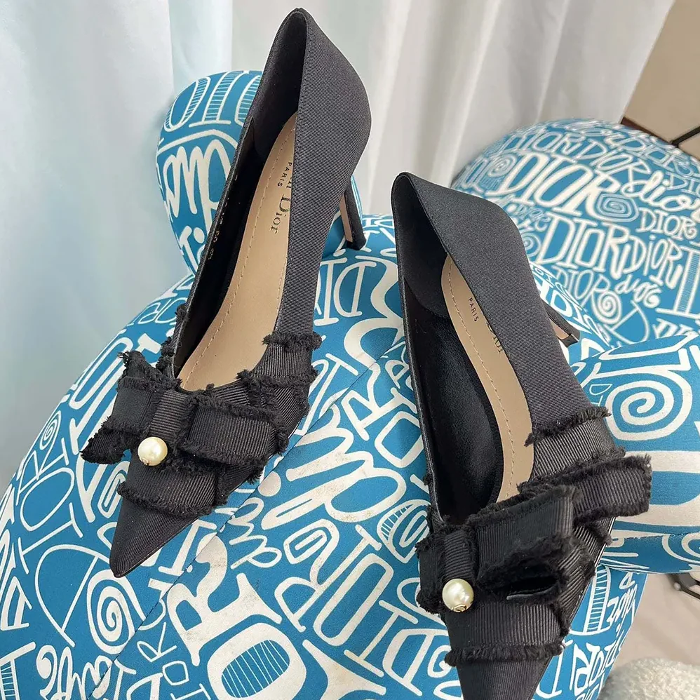 Dior Adiorable Pump Black Fringed Grosgrain for Women