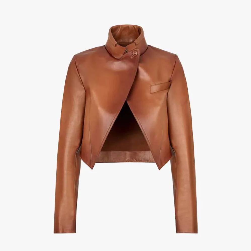 Fendi Shaded for Women in Effect Tan Leather Jacket Fendi Shaded for Women in Effect Tan Leather Jacket