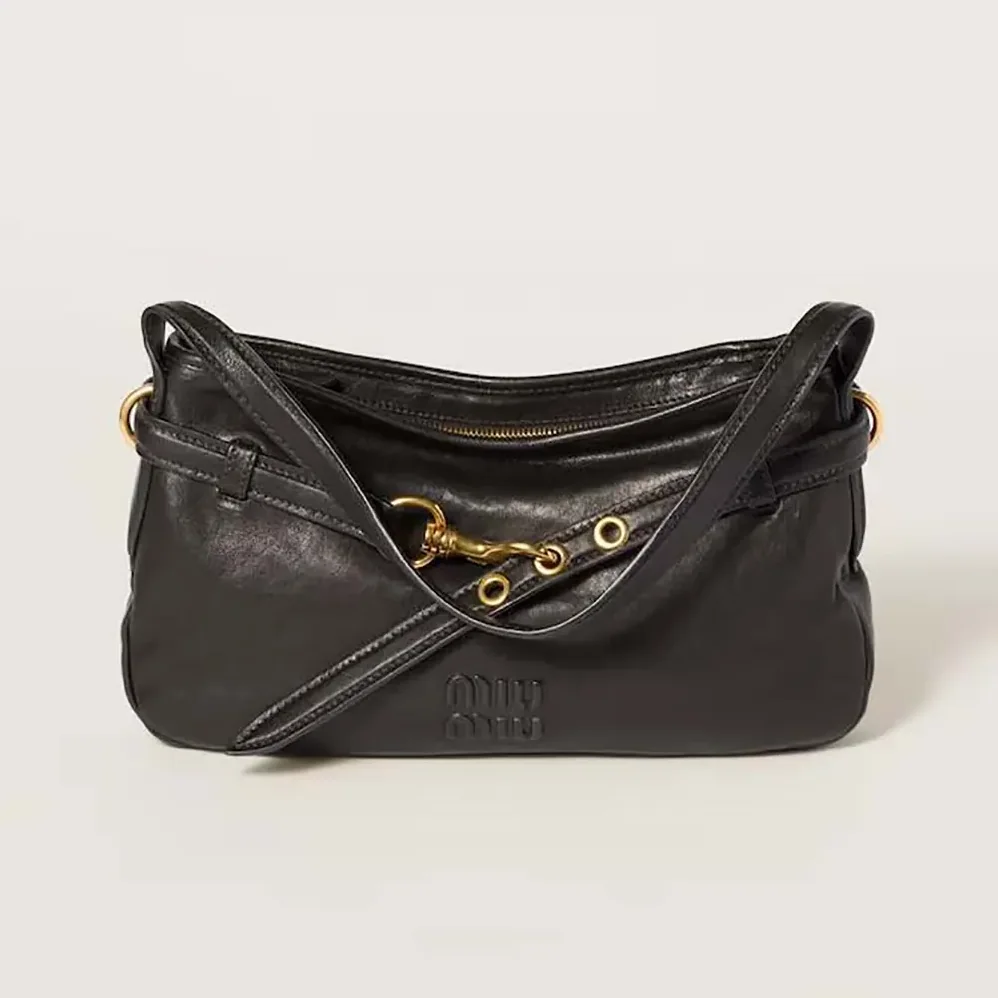 Miu Miu Aventure Nappa Leather Bag for Women in Black Miu Miu Aventure Nappa Leather Bag for Women in Black