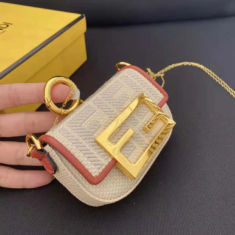 Fendi Nano Baguette Charm Natural Raffia Charm for Women