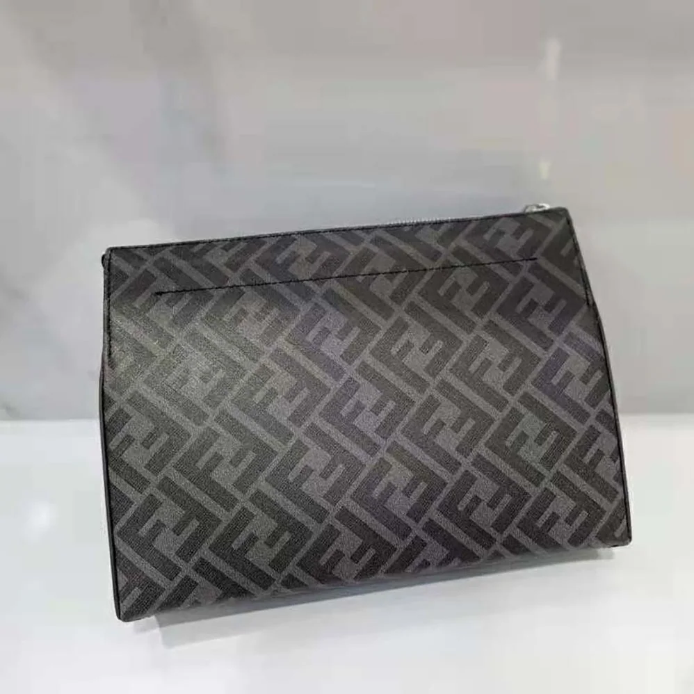 Fendi Clutch Pack Pouch in Black FF Fabric for Men