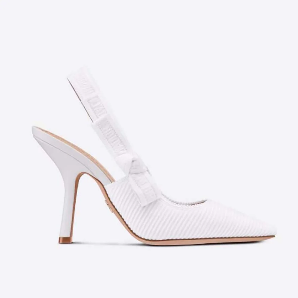 Dior J Adior Slingback Pump White Cotton Embroidery for Women Dior J Adior Slingback Pump White Cotton Embroidery for Women