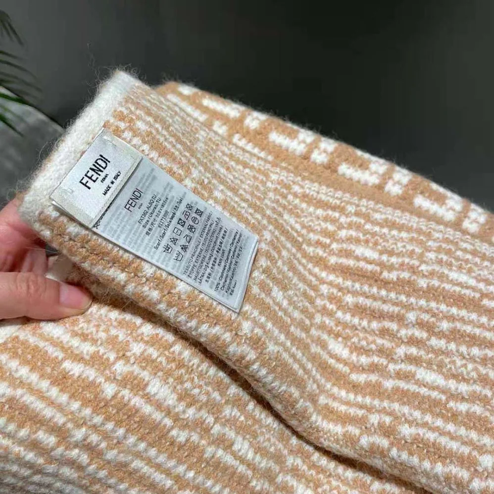 Fendi FF Scarf Beige Cashmere Scarf for Women