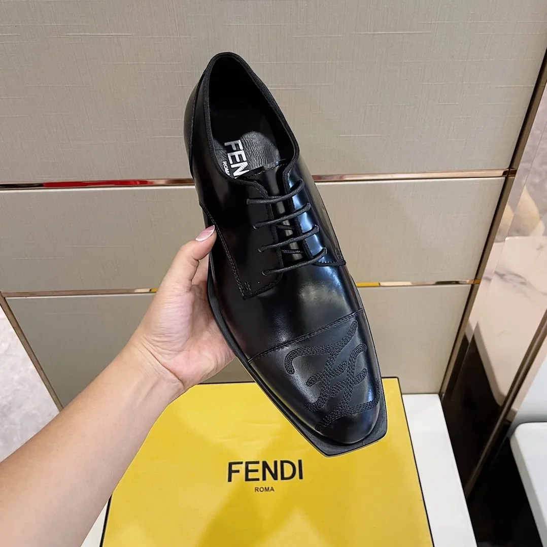 Fendi FF Cap Toe Lace Ups Black Fendi FF Cap Toe Lace Ups Black
