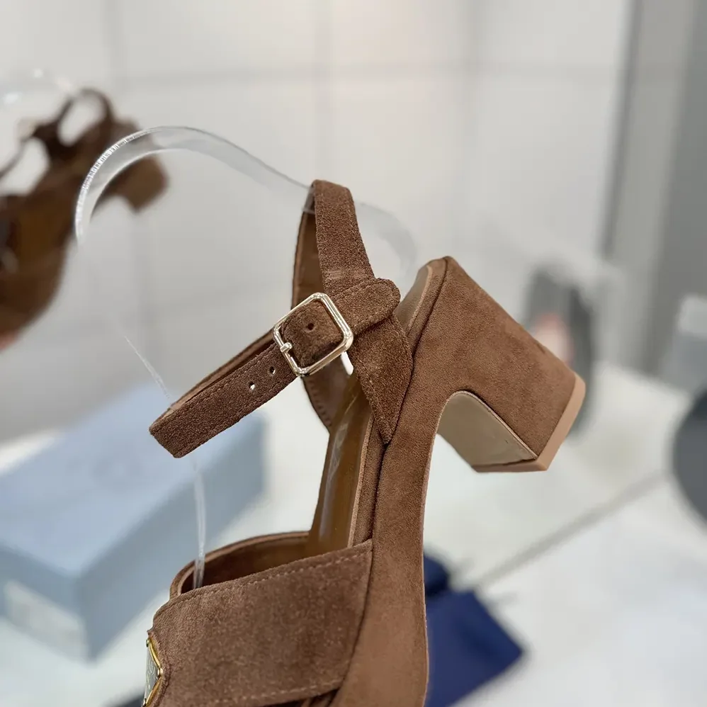 Prada Suede Platform Sandals for Women in Brown