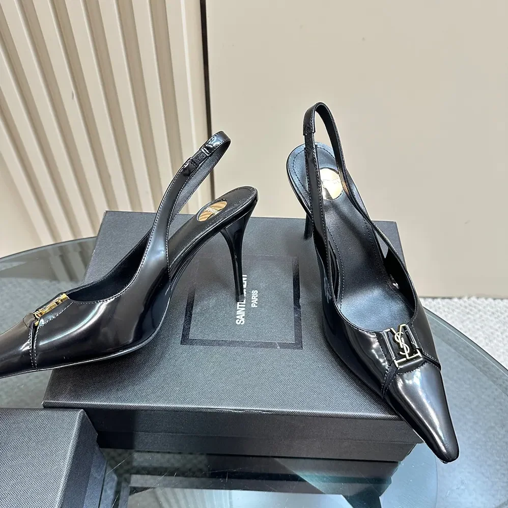 Saint Laurent YSL Babylone Breteuil Slingback Pumps in Smooth Leather for Women in Black Saint Laurent YSL Babylone Breteuil Slingback Pumps in Smooth Leather for Women in Black