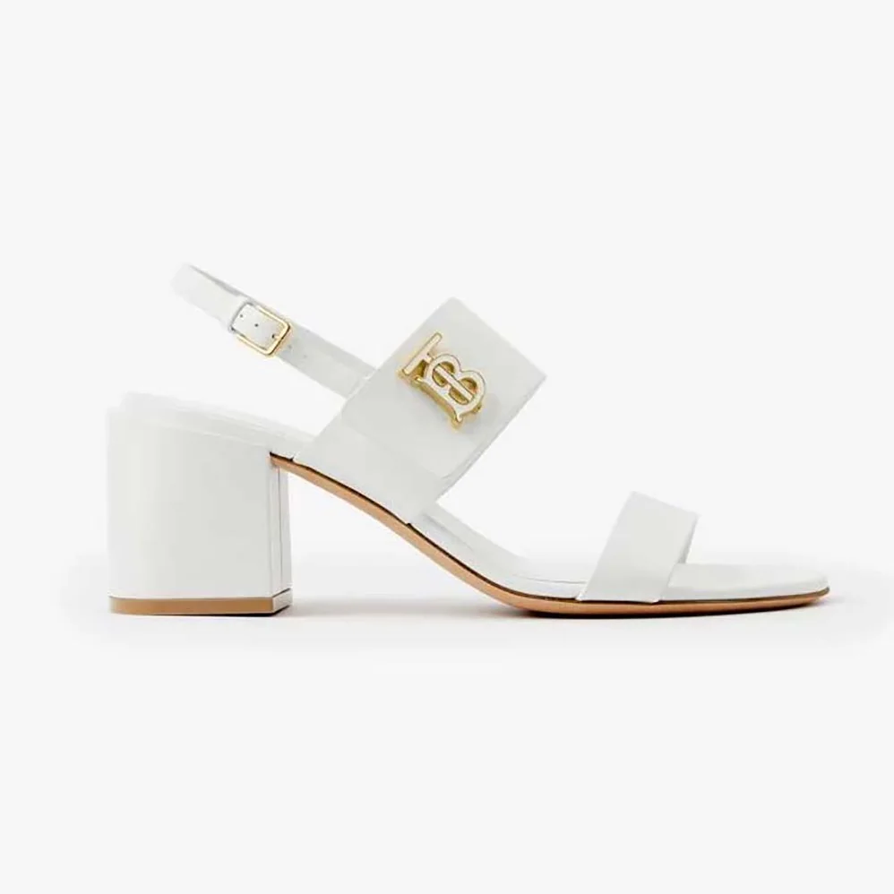 Burberry Monogram Motif Leather Sandals for Women in White Burberry Monogram Motif Leather Sandals for Women in White
