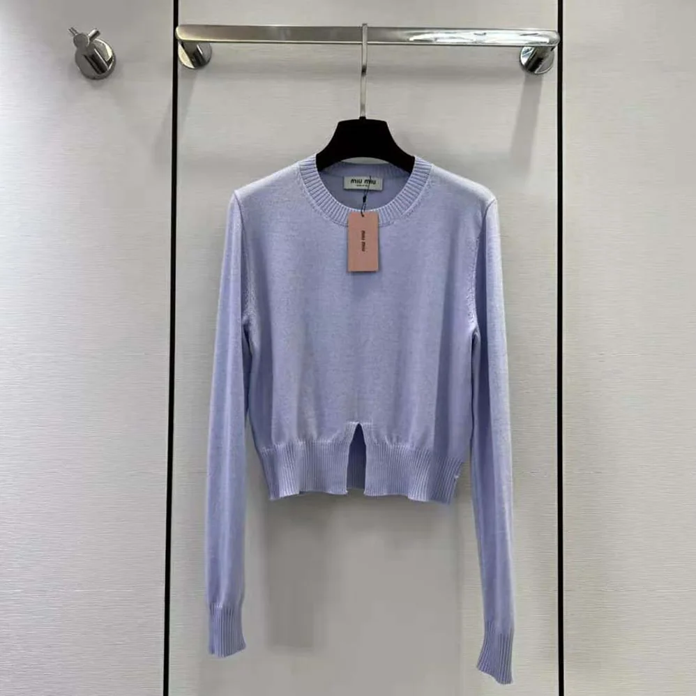 Miu Miu Cashmere Crew-Neck Sweater for Women in Blue