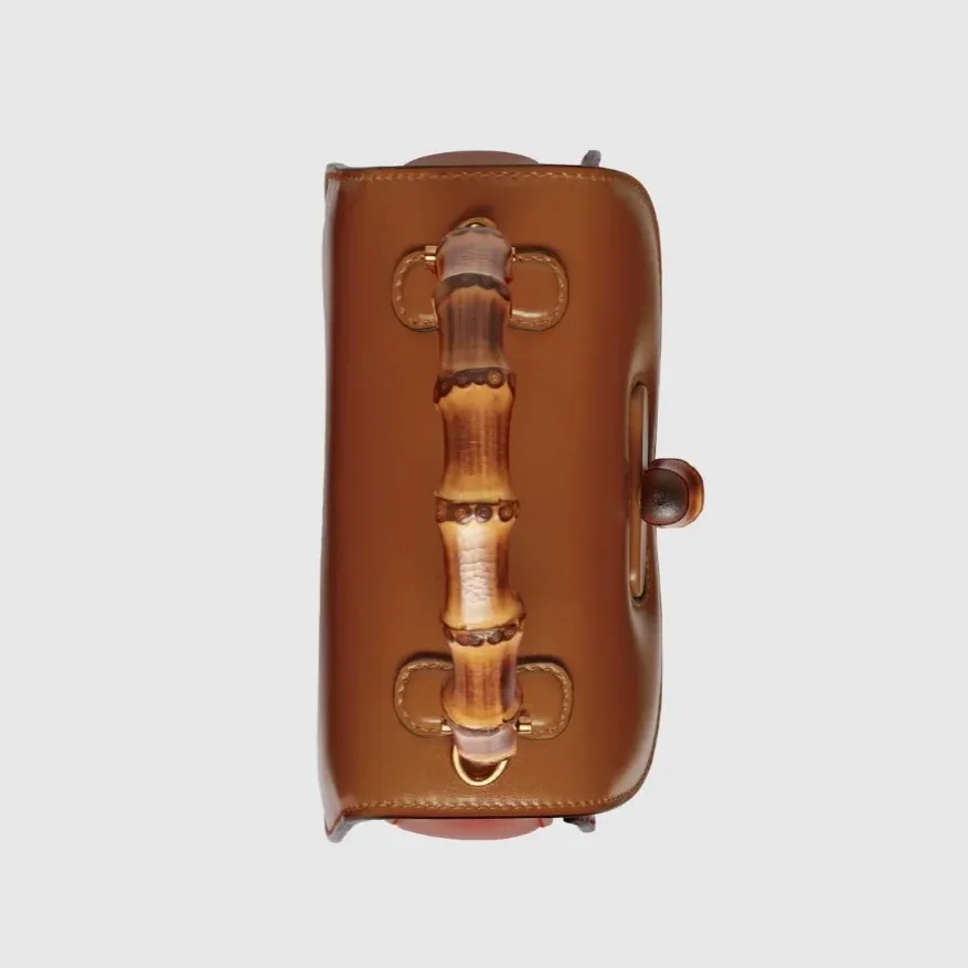 Gucci Bamboo 1947 Mini Top Handle Bag in Brown Gold Hardware
