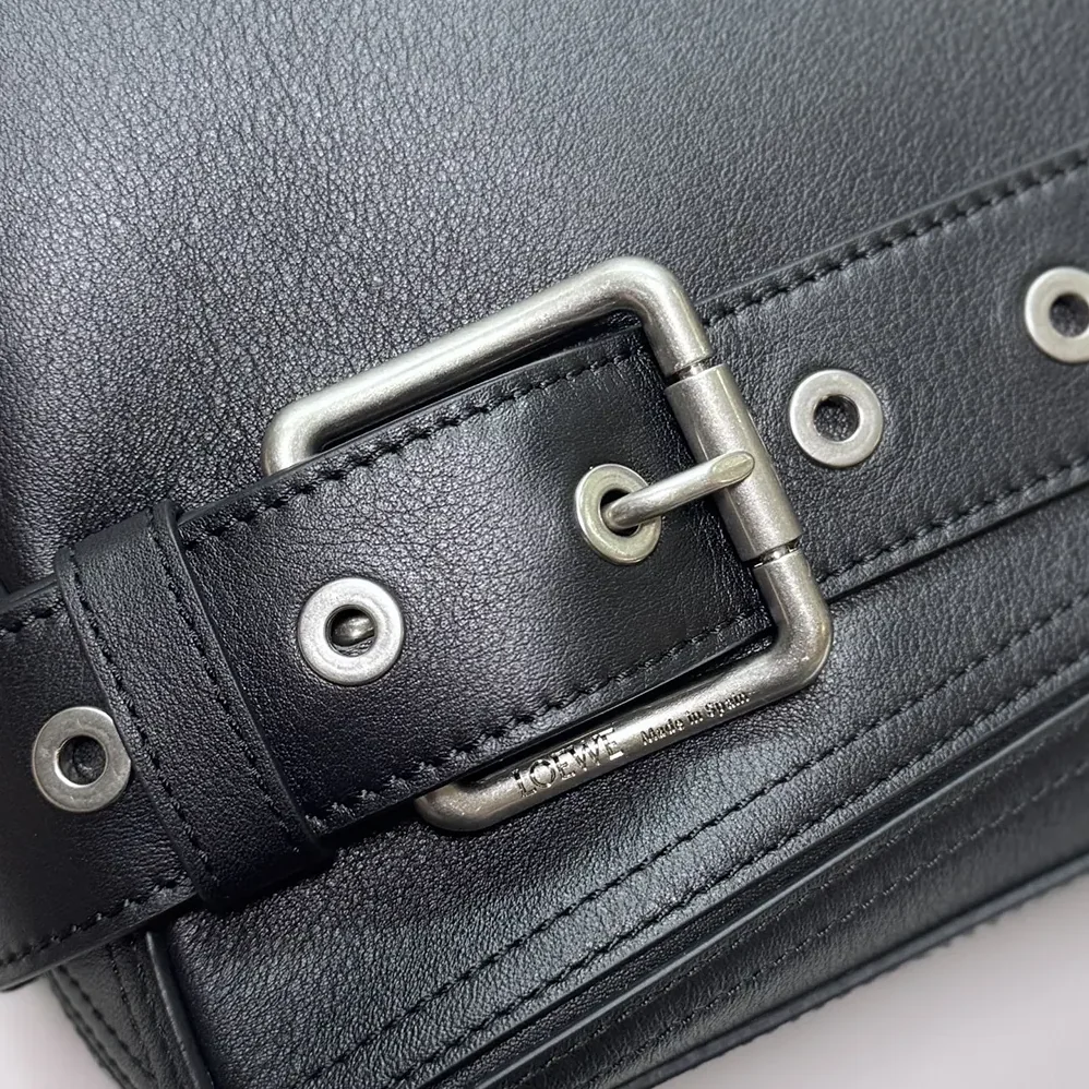 Loewe Small Puzzle Biker Bag for Unisex in Black
