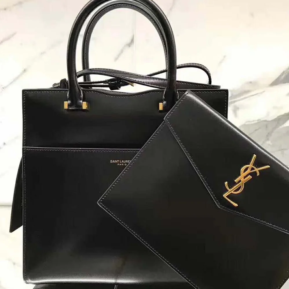 Saint Laurent YSL Uptown Small Tote Shiny Smooth Leather for Women in Black Saint Laurent YSL Uptown Small Tote Shiny Smooth Leather for Women in Black