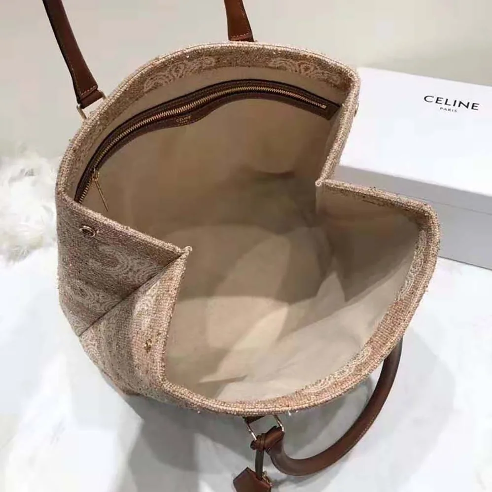Celine Horizontal Cabas Celine in Triomphe Jacquard and Calfskin for Women