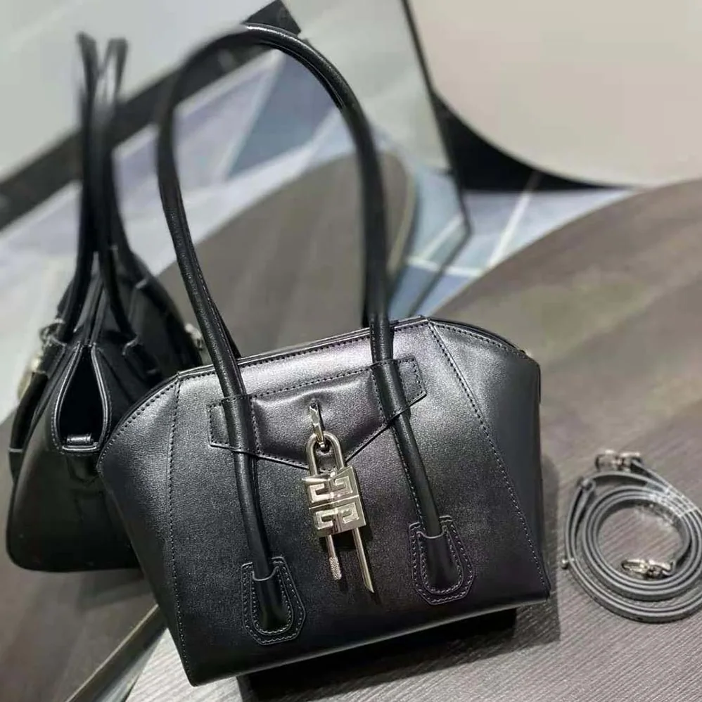 Givenchy Mini Antigona Lock Bag in Box Leather for Women in Black Givenchy Mini Antigona Lock Bag in Box Leather for Women in Black